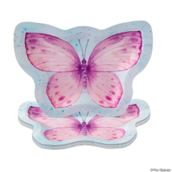 Pastel Butterfly-Shaped Paper Dessert Plates-8Pk